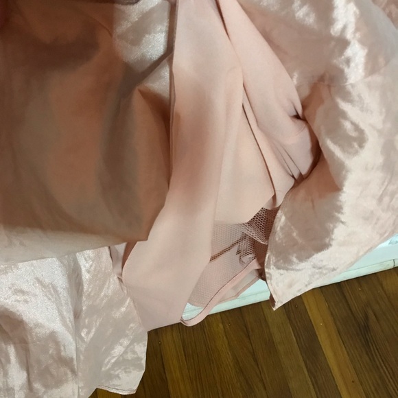 NWT Bcbgmaxazria geo formal gown blush pink color sz 8 lace taffeta fit + flare - Picture 10 of 15